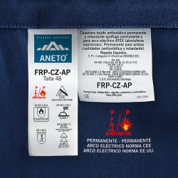 Cazadora FRP-CZ-AP antiestática permanente, ignífuga-retardante permanente para arco eléctrico